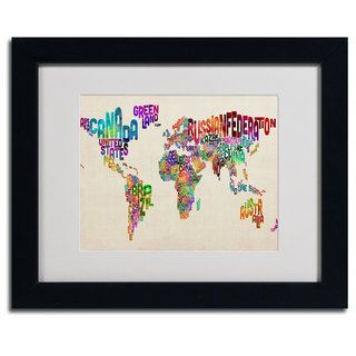 Michael Tompsett World Map llTypography Framed Matted Giclee Art
