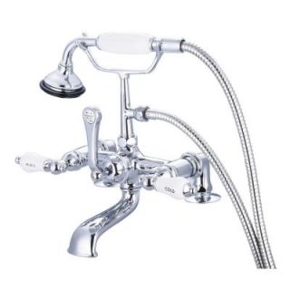 Water Creation 3 Handle Claw Foot Tub Faucet with Labeled Porcelain Lever Handles and Hand Shower in Triple Plated Chrome F6 0007 01 CL