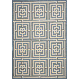 Safavieh Courtyard Blue and Bone Rectangular Indoor and Outdoor Machine Made Area Rug (Common 6 x 9; Actual 79 in W x 114 in L x 0.42 ft Dia)