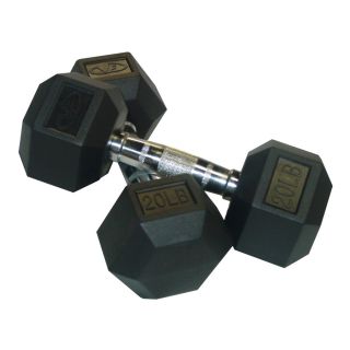 Valor Fitness Set of Two 20 lb Black Fixed Weight Dumbbells