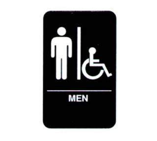 Vollrath 5631 6x9" Men/Accessible Sign   Braille, White on Black