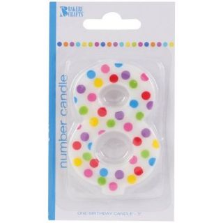 Bakery Crafts Polka Dot Birthday Candle, Number 8