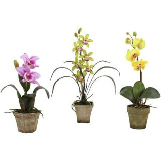 Nearly Natural Potted Orchid Mix, Lavender, Gold and Yellow, 3pk