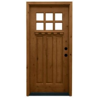 Steves & Sons 36 in. x 80 in. Craftsman 6 Lite Stained Knotty Alder Wood Prehung Front Door A3306 6 AW MJ 6ILH