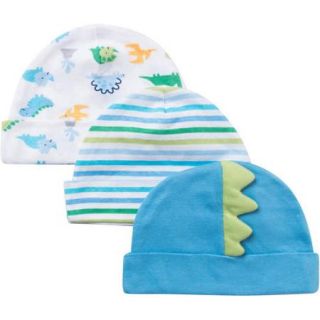Gerber Newborn Baby Boy Dinosaur Caps   3 Pack