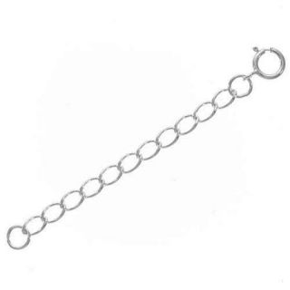 Sterling Silver Small Curb Chain Necklace Extender With Clasp   2 Inches (1)