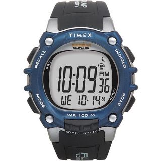 Timex Mens T5E241 Ironman Traditional 100 Lap Black/Silvertone/Blue