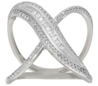 Baguette and Pave X Design Diamond Ring, Sterling, 1/3 cttw, Affinity —