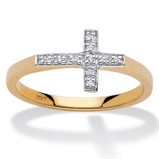 PalmBeach Diamond Accent 10k Yellow Gold Lords Prayer Cross Ring