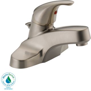 Peerless Core Brushed Nickel 1 Handle 4 in Centerset WaterSense Bathroom Faucet (Drain Included)
