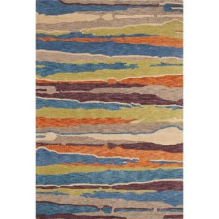 Multi Colored Stripes Wool/Banana Viscose Area Rug   Multicolored (5