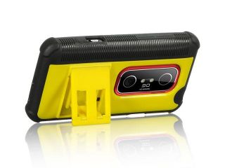 Luxmo Platinum Collection Fusion Series HTC EVO 3D Black TPU with Yellow PC Candy Case