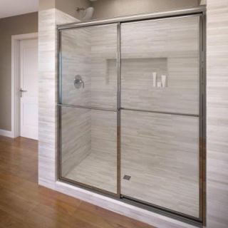 Basco Deluxe 56 in. x 71 1/2 in. Framed Sliding Shower Door in Silver 7150 56CL