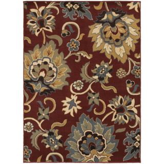 Large Scale Floral Red/ Gold Rug (33 x 55)