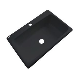 Thermocast Manhattan Drop In Acrylic 33 in. 1 Hole Single Bowl Kitchen Sink in Black 48199