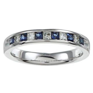 14k White Gold 1/4 CTW Blue Sapphire and Diamond Ring Size 7