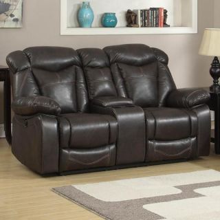 Otto Brown Leather Air Glider Reclining Loveseat