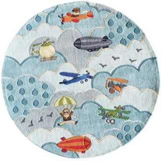 Momeni Caprice Collection Sky 5 ft. x 5 ft. Indoor Round Area Rug 20243   Mobile