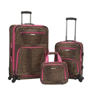 Rockland Deluxe Leopard Perfect Combination 3 piece Expandable Luggage