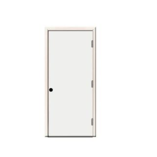 Steves & Sons 24 in. x 80 in. Premium Flush Primed White Left Hand Outswing Steel Prehung Front Door with 4 in. Wall STFL PR 24 4OLH