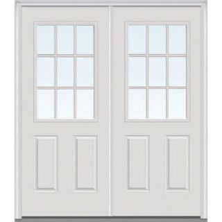 Milliken Millwork 72 in. x 80 in. Classic Clear Glass GBG 1/2 Lite Painted Builder's Choice Steel Double Prehung Front Door Z005043R
