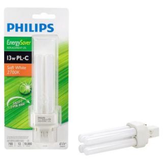 Philips 13 Watt Soft White (2,700K) CFLni 2 Pin GX23 2 CFL Light Bulb 230391