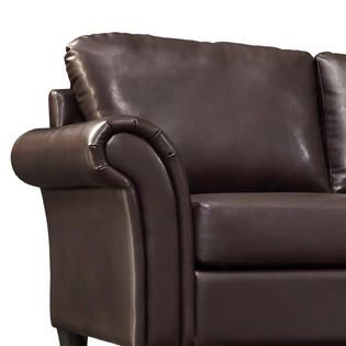 Oxford Creek  Sofa in Dark Brown Faux Leather
