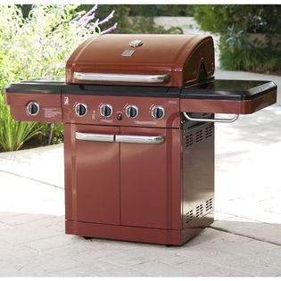 Kenmore 4 Burner Gas Grill with Side Burner   Red   Outdoor Living