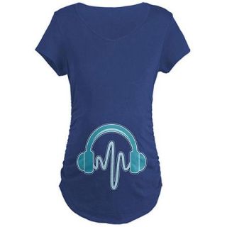  Blue Headphones Maternity Dark T Shirt