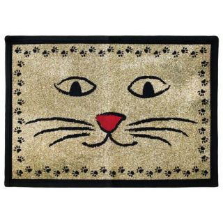 Park B Smith Ltd PB Paws & Co. Gold / Black Kitty Whiskers Tapestry Indoor/Outdoor Area Rug