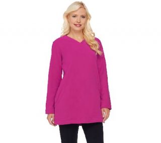 Denim & Co. Long Sleeve Fleece V Neck Tunic w/ Pockets   A227184 —