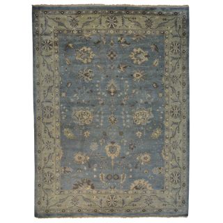 Silver Blue Oushak Oriental Hand knotted Area Rug (101 x 137