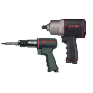 Husky 2 Piece Air Tool Kit with 1/2 in. Air Impact Wrench (650 ft./lbs. of Torque) and Medium Barrel Air Hammer DISCONTINUED CAT1553