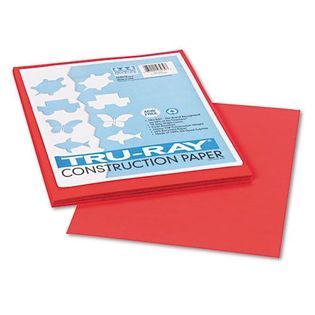 TRU RAY CONSTRUCTION PAPER, 76 LBS., 9 X 12, RED, 50 SHEETS/PACK