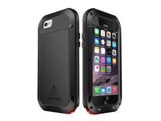Love Mei Waterproof Shockproof Rugged Protective Metal Case Gorilla Glass for iPhone 6   Black