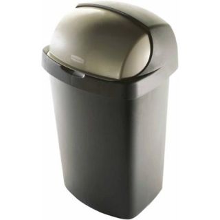 Rubbermaid 13 Gallon Roll Top Wastebasket, Bronze