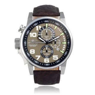 Invicta Mens Force 13054 Lefty Chronograph Leather Band Watch