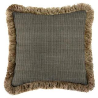 Jordan Manufacturing Sunbrella Surge Charcoal Square Outdoor Throw Pillow with Heather Beige Fringe DP981P1 2602F23