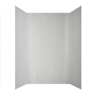 MirroFlex Herringbone White Fiberglass and Plastic Composite Bathtub Wall Surround (Common 60 in x 32 in; Actual 96 in x 60 in)