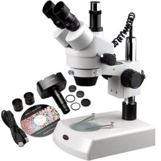 AmScope 3.5x 90x Trinocular Zoom Dual Halogen Microscope