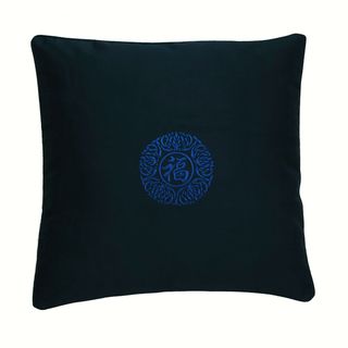 Chinese Good Fortune Blue Lotus Cushion Cover