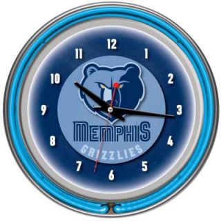 Trademark Global 14 in. Memphis Grizzlies NBA Chrome Double Ring Neon Wall Clock NBA1400 MG