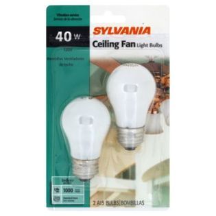 Sylvania  Light Bulbs, Ceiling Fan, 40 W, 2 bulbs