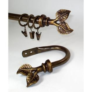 BCL  58LF86, Leaf Curtain Rod, Antique Gold Finish, 86 in. to 120 in.