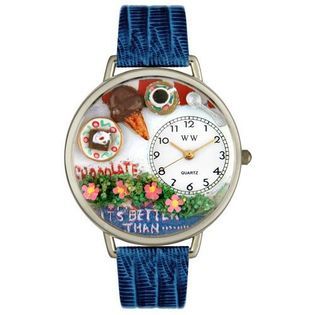 Whimsical Gifts Brown Lover Royal Blue Leather And Silvertone Watch #