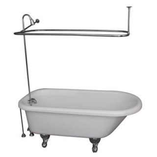 Barclay Products 5.6 ft. Acrylic Ball and Claw Feet Roll Top Tub in White with Polished Chrome Accessories TKADTR67 WCP5