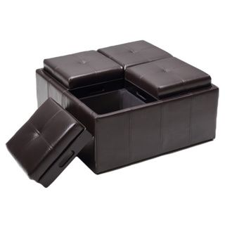 Hodedah Large Storage Ottoman with Flip Over Tray   17438469