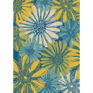 Nourison Home and Garden Daisies Blue 10 ft. x 13 ft. in. Indoor/Outdoor Area Rug 112583