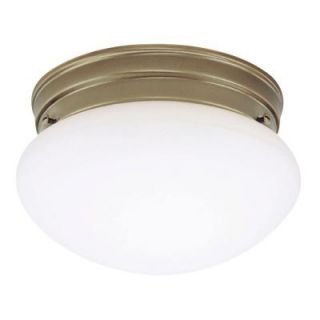 Westinghouse 1 Light Ceiling Fixture Antique Brass Interior Flush Mount with White Glass 6668100