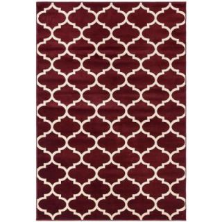 Ottomanson Contemporary Moroccan Trellis Red 3 ft. 11 in. x 5 ft. 3 in. Area Rug RGL9080 4X6